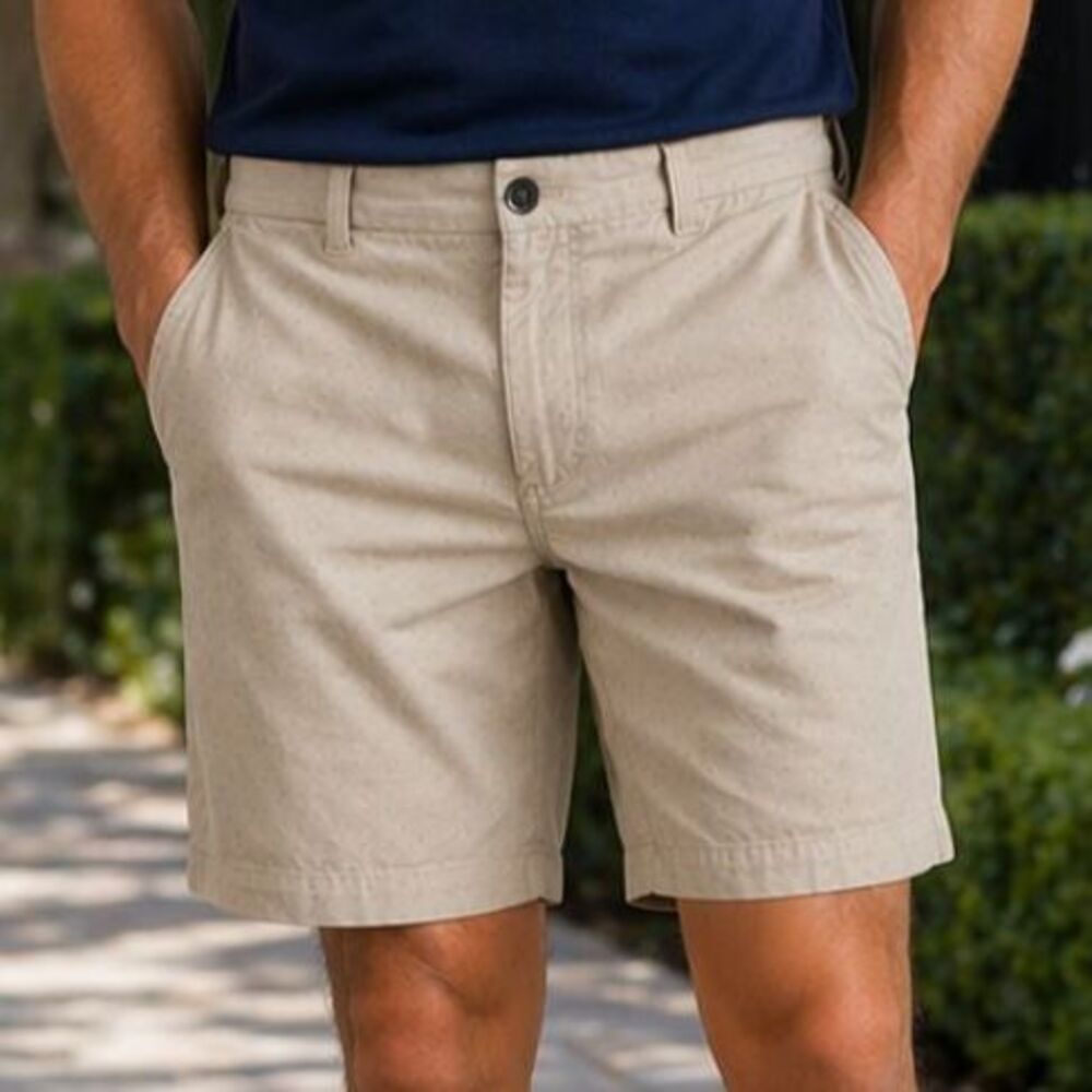 Perry Ellis Men’s Chino Shorts Size 38 Beige Flat Front Casual Golf Summer